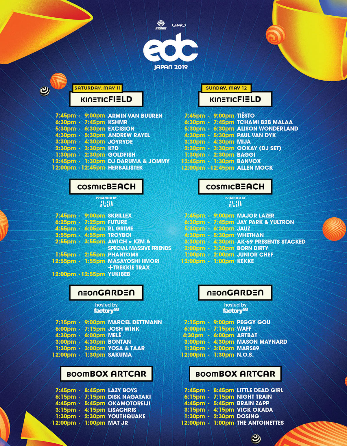 【タイムテーブル発表】EDC Japan 2019のスケジュールはもう決めた？【ひと味違った楽しみ方】