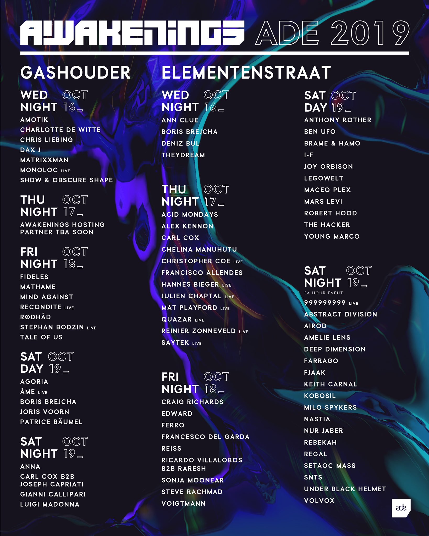 【ダンスミュージック先進国・オランダのアムステルダムで開催】世界最強のテクノフェスの一つ、Awakenings ADE 2019のDJセットが続々と公開中